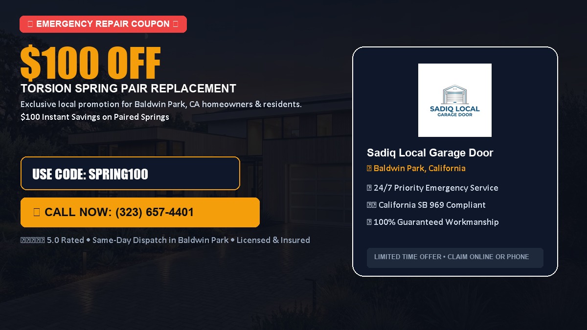 $100 OFF Heavy-Duty Torsion Spring Pair Replacement in Baldwin Park, CA